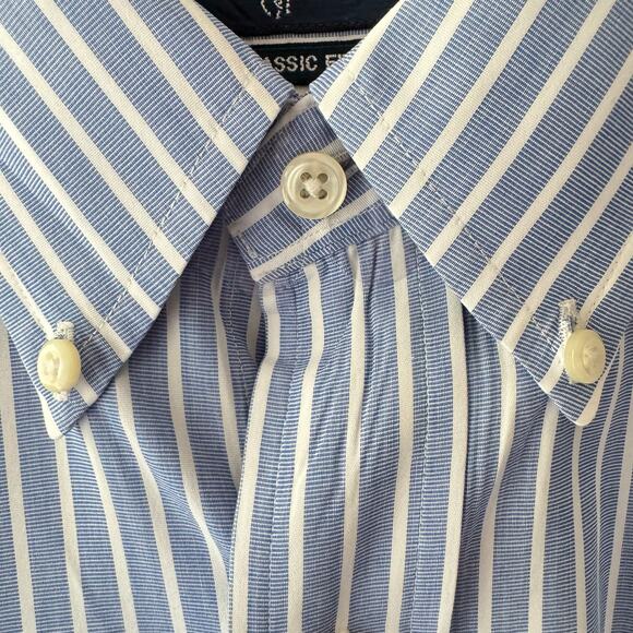 Ralph Lauren Men’s 17 34/35 Stripped Button Down Shirt Classic Fit Cotton Blue - Picture 5 of 12